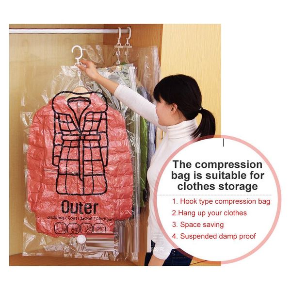 

storage bags 1pc hanging transparent vacuum bag for large and middle clothes coat jacket organizer dustproof saving space m/l/xl/xxl
