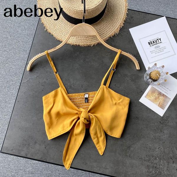 

elegant bow strap crop women v neck sleeveless backless slim party summer elastic ruched short y2k women's tanks & camis, White