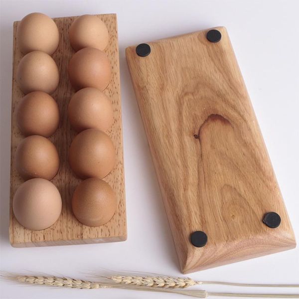 

kitchen storage & organization crisper japanese style egg holder double row portable display rack decoration tray box wooden home organizer