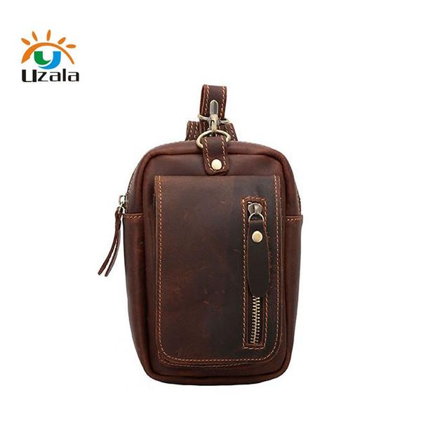 

crazy horsehide mobile phone bag leisure mini waist packs w3-185 bags