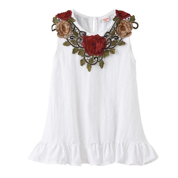 

dress for girls new children's summer ruffled dress version of the summer sleeveless flower princess dress, Red;yellow