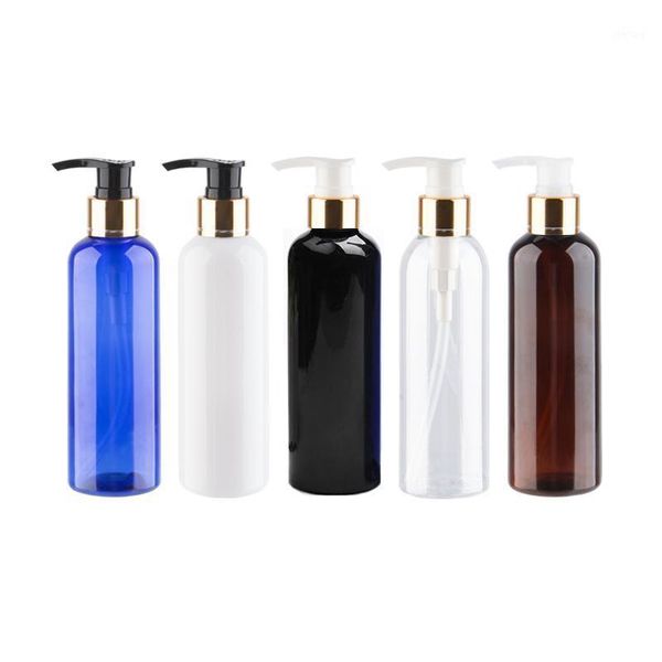 

storage bottles & jars 30pcs 200ml empty black plastic container for shampoo hair conditioner gold aluminum lotion pump travel pet