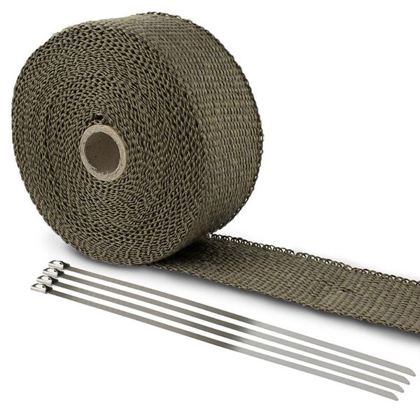 

manifold & parts high temperature exhaust heat wrap heater retention resistant shield tape with 4 stainless cable ties for car motorcycle