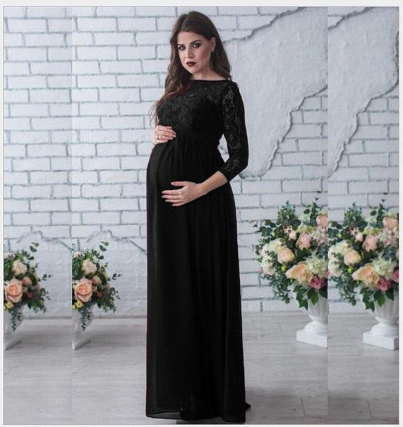 

casual dresses pregnancy dress fancy shooting po pregnant clothes pography props maxi maternity gown clothing lace, Black;gray