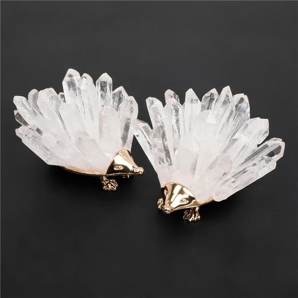 

decorative objects & figurines 1pcs natural stones hedgehog crystal quartz white geode cluster mineral home decor reiki