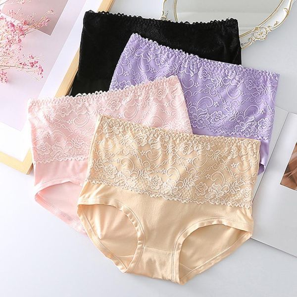 

women's panties high waist lace lingerie briefs solid color underpants soft female intimates underwear, Black;pink