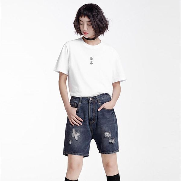 

women's t-shirt original design female white short sleeve loose chinese style version text printing base half
