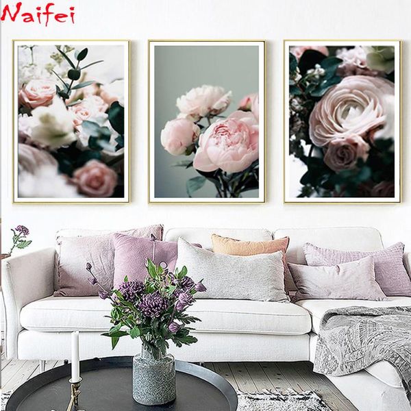 

diamond painting embroidery pink peonies flowers full rhinestones mosaic 5d diy cross stitch floral home decor
