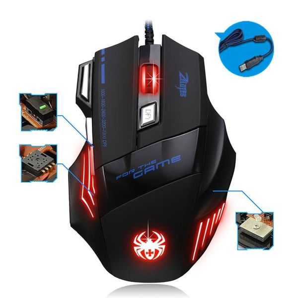 

mice 7 button led optical usb wired 5500 dpi gaming pro mouse for gamer computer lappc