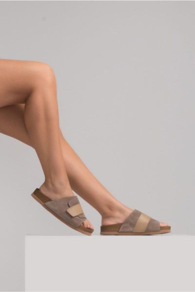 

slippers marle women leather mink suede, Black