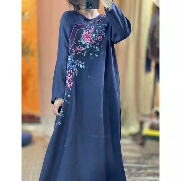 

ethnic clothing chinese cheongsams for women vintage loose qipao long party wedding dress cotton linen hanfu traditional china style, Red