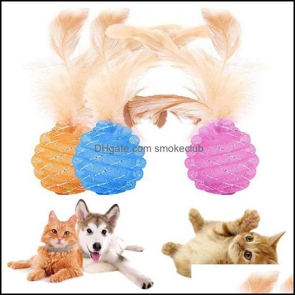 Suprimentos Casa Gardenciador Pet Cat Toy Line Ball Feather Tube Engraçado 3.5cm Pine Brinquedos Gota entrega 2021 jzetb