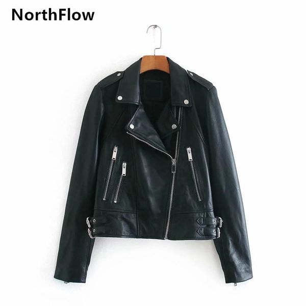 

women's jackets northflow 2021 leather women england style zippers feminino femme motorcycle jacket, Black;brown