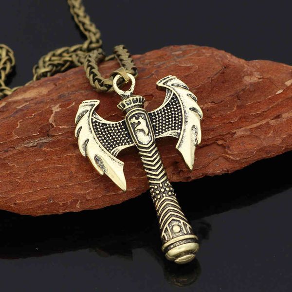 

selling new viking rune axe aggressive men's pendant necklace jewelry, Silver