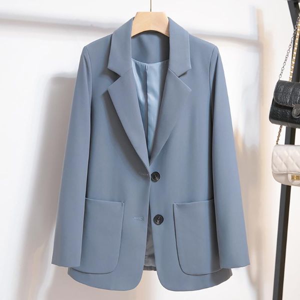 

women's suits & blazers fashion collared button up khaki female blazer office lady elegant with big pocket loose women spring autumn cl, White;black