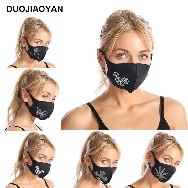 

dust-proof creative white environment-friendly rhintone flash diamond leaf butterfly cloth mask