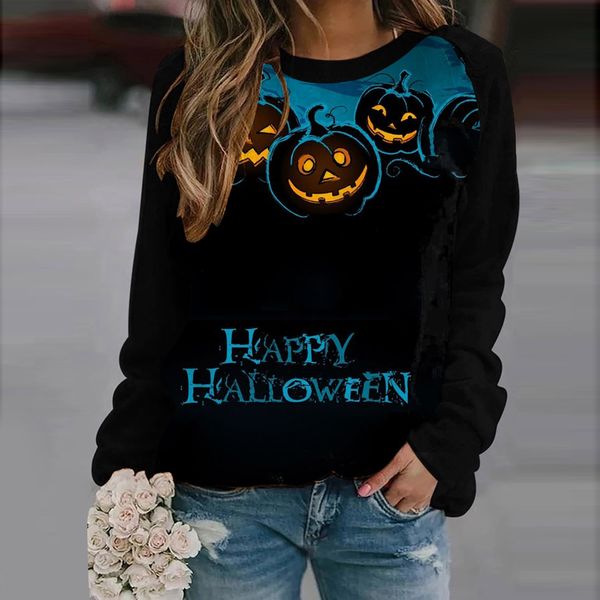 

halloween happy skull hooded long sleeve ladies long sweater loose, comfortable and soft, White