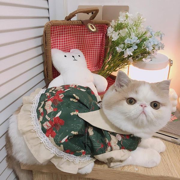 

pet dog cat lolita princess full dress skirt with hat costumes