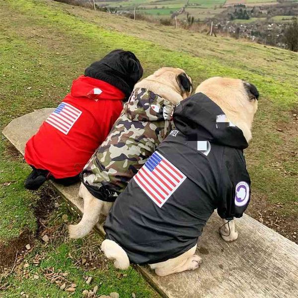 Cães para animais de estimação Roupa de chuva para filhote de cachorro Pequeno grande vestuário grande Bulldog Pug Hoodies Dog Windbreaker Casaco S-5XL 210910