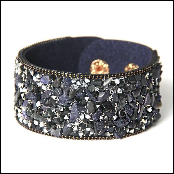 

jewelrybohemia crystal irregar stone color bangle braceletgravel flannelette cortex colored stones bracelets drop delivery 2021 6oc5z, Black