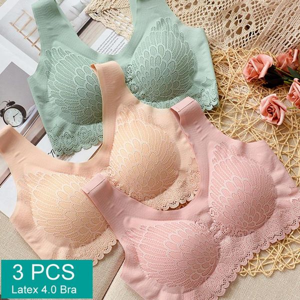 

bras drop 3pcs seamless bra wireless brassiere for women underwear push up bh bralette plug size -xxl, Red;black