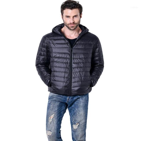 

selling men hooded down jacket winter classic feather windproof1, Black