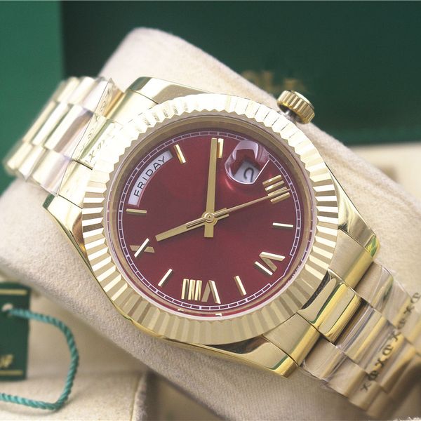 Relógio mecânico de luxo masculino, anel de casca digital romana, calendário duplo de 41mm ouro, 2813 núcleo, 316 aço de precisão