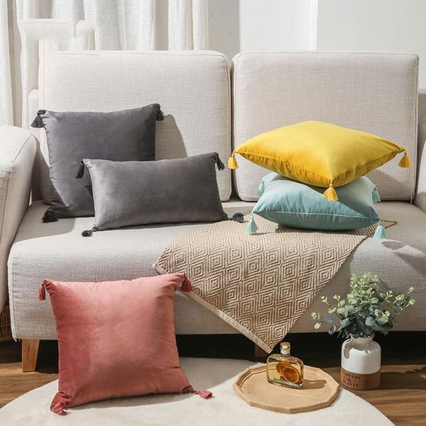 

pillow case pure color cushion cover tassel hug pillowcase bedroom sofa decoration home textile products 45*45 30*50cm