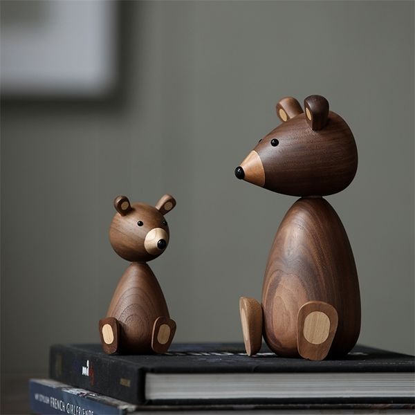 Rússia pequeno urso ornamentos de madeira para decoração esquilo mobiliário artesanato pequeno presentes brinquedo ornamento home 211105