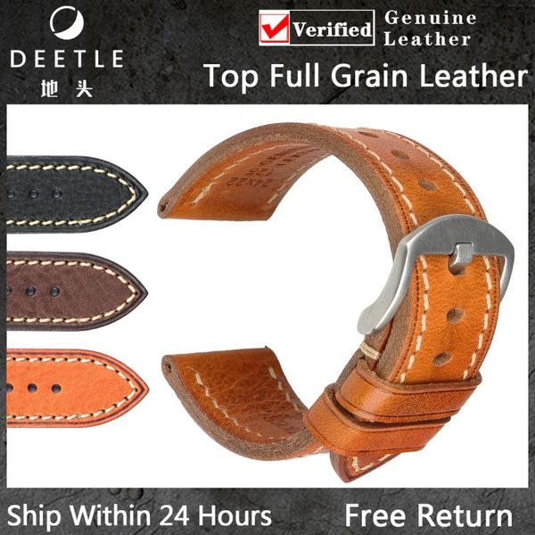 

watch bands vintage calfskin leather watchband 18mm 20mm 22mm black brown smart band bracelet men women genuine strap