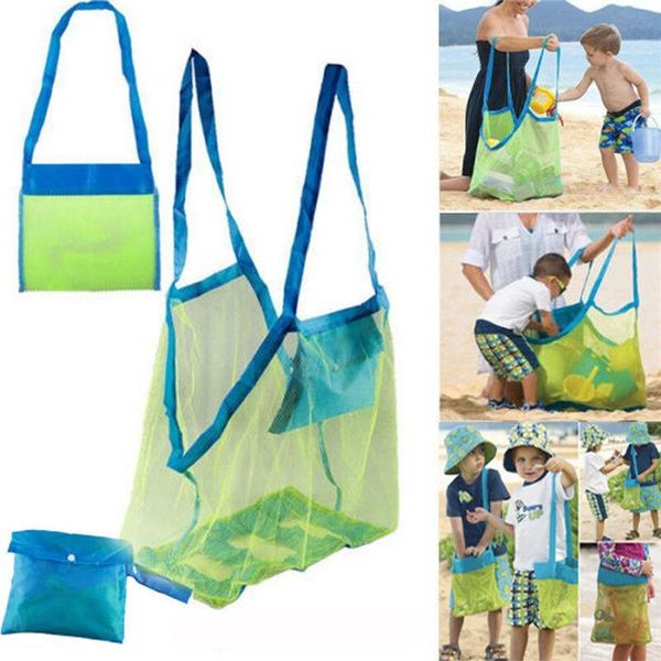 

outdoor beach toys storage bag sand tool clutter foldable portable sea shell carrying net organizer bags