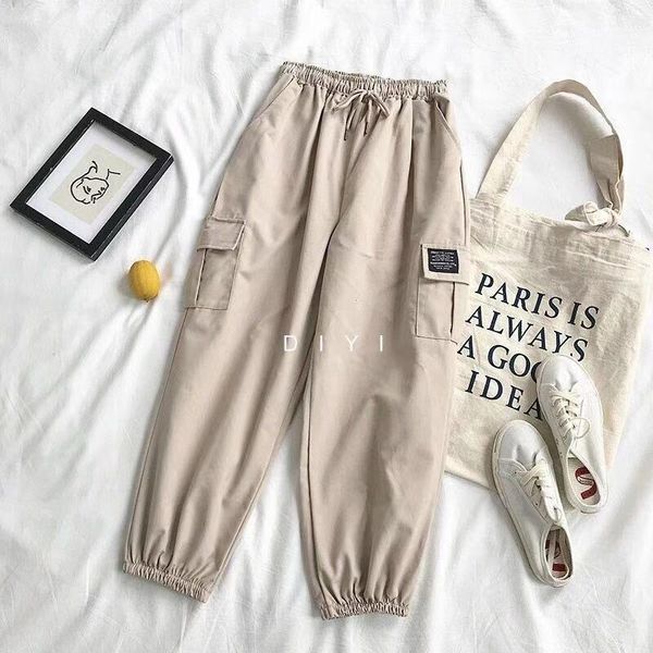 

men's pants spring and summer casual korean fashion overalls brand loose student's harlan legged capris, Black