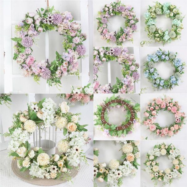 

decorative flowers & wreaths artificial peony hydrangea garland wedding wall window party farmhouse garden home decor spring wreath for fron