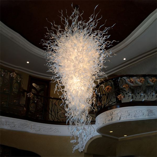 

contemporary white colored creative lamps chandelier simple style hand blown glass chandeliers for living room duplex building pendant light