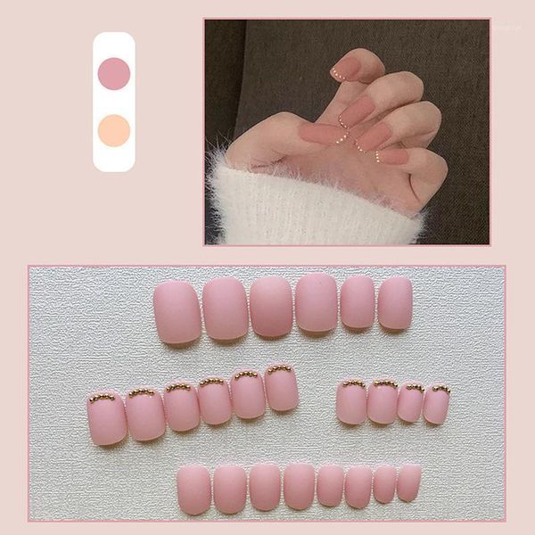 

pieces false nail full cover fake elegant pure color nails manicure decor1, Red;gold