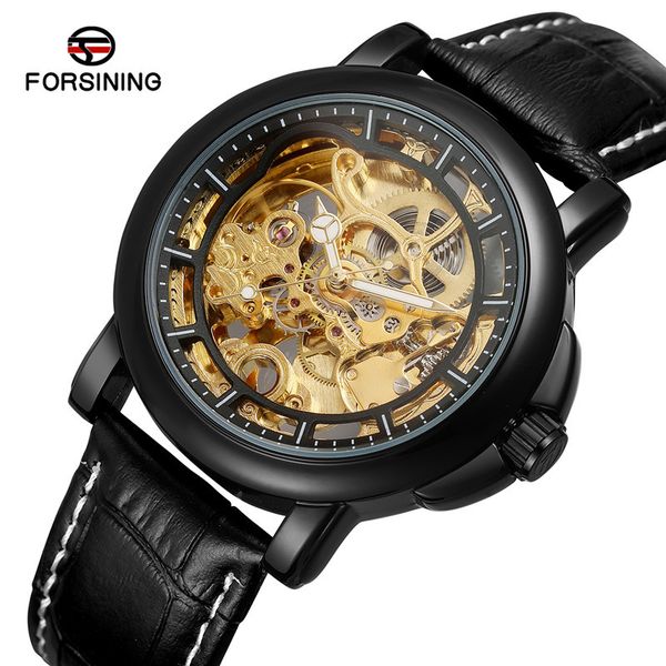 

forsining automatische mechanische mannen horloge militaire leger sport mannelijke klok brand luxe skeleton waterdicht man 021, Slivery;brown