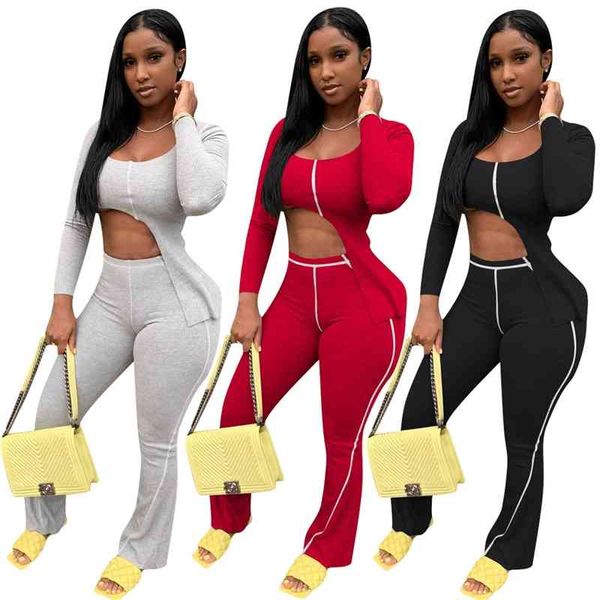 

chic design women solid irregular two piece sets lady's club wear low cut o-neck full sleeve crop ny wide-leg pants set, White