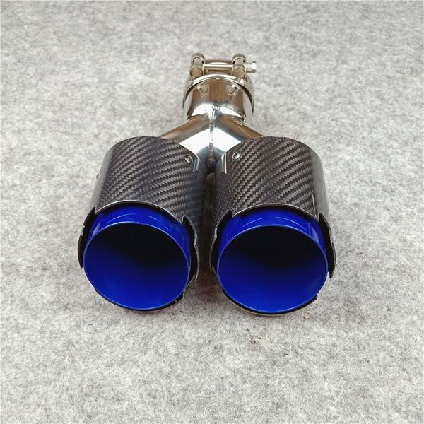 

motorcycle exhaust system y model glossy blue carbon end tips for g20 g30 x5 x6 a4 a5 a6 a7 nozzle systerm tuning parts