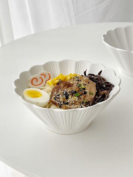 

bowls * moony vintage japanese chrysanthemum conical bowl ceramic instant noodle soup large salad household tableware