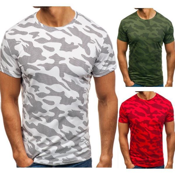 

large round neck fashion men's camouflage short sleeve t-shirt, White;black