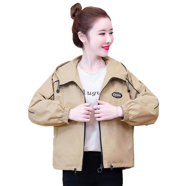 

women's jackets female autumn elegant slim hooded sports jacket 2021 fashion loose fairy baseball clothing student spring women coat ok, Black;brown