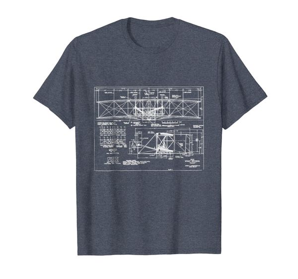 

wright flyer, wright brothers airplane blueprint t-shirt, White;black