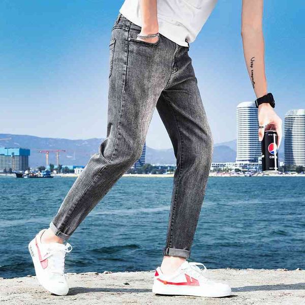 

jeans autumn and winter denim slim student men's korean fashion four seasons pants, Black