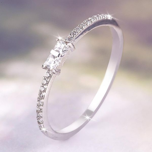 

cluster rings trendy cubic zirconia concise classical mini silver plating finger ring fashion jewelry crystal wedding for women man 2021, Golden;silver