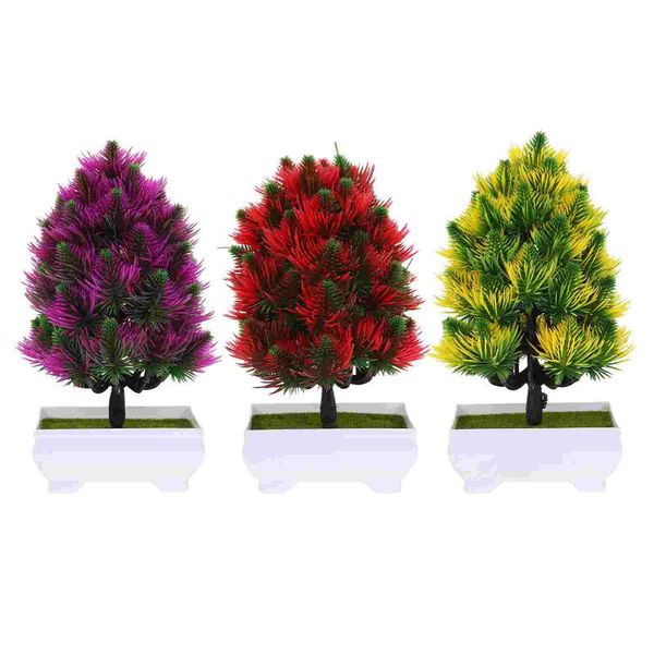 

decorative flowers & wreaths 3pcs artificial tableplant ornament plastic pine tree bonsai adornment