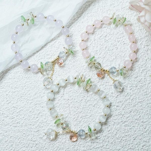 

beaded, strands summer pink/purple/white crystal cat's eye stone beads candy color handmade beaded bracelets women fashion jewelry ybr4, Black