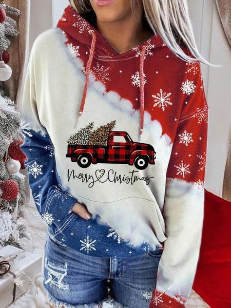 

women's hoodies & sweatshirts plus size autumn winter long sleeve jumper pullover christmas color matching print clothes 5xl, Black