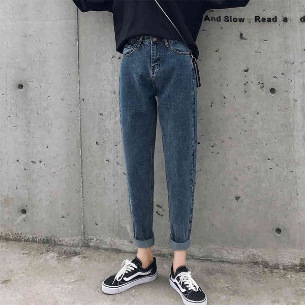 

jean high waist boyfriend blue rugged woman denim harem pants ladies jeans trousers vintage korean casual plus size32 flcc