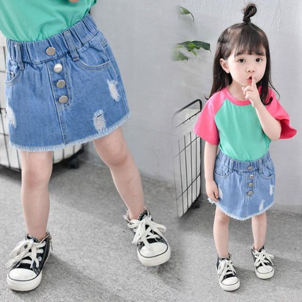 

baby jeans hole casual style girl summer girls clothes, Blue