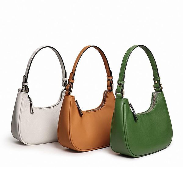 

evening bags large-capacity first layer cowhide color matching casual shoulder underarm bag leather female handbags luxury designer